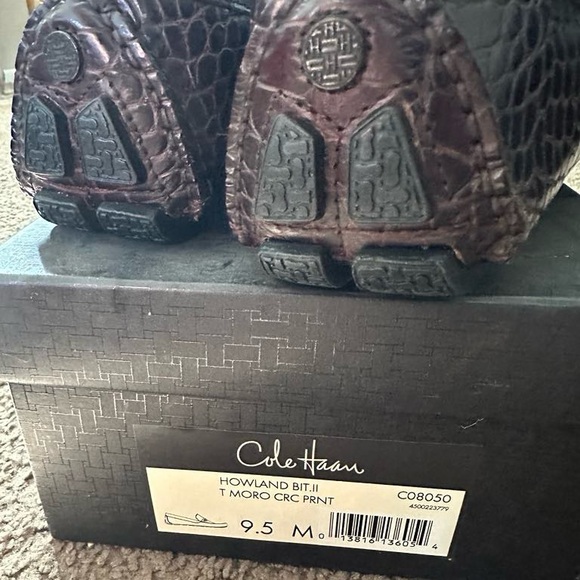 Cole Haan Bit Loafers Alligator Print Brown Leather Driving Shoes 👞 ( NEW ) - Picture 7 of 9